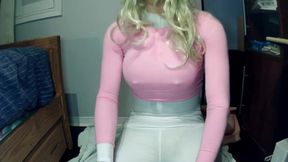 Shy Masked Blonde Gloves Her Dripping Cunt to Gushing Ruin