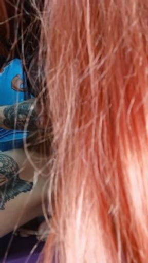 Clamps the clitoris and nipples with clamps, sits on the twine and fucks himself with a toy