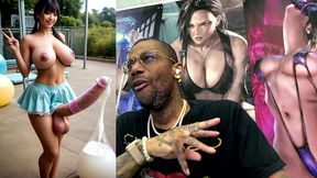 asian transgender girl filling up balloons with her transgender cum, ai generated