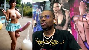 asian transgender girl filling up balloons with her transgender cum, ai generated