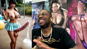 asian transgender girl filling up balloons with her transgender cum, ai generated