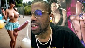 asian transgender girl filling up balloons with her transgender cum, ai generated