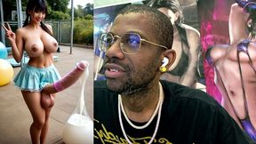 asian transgender girl filling up balloons with her transgender cum, ai generated