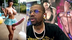 asian transgender girl filling up balloons with her transgender cum, ai generated