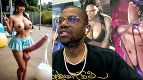 asian transgender girl filling up balloons with her transgender cum, ai generated