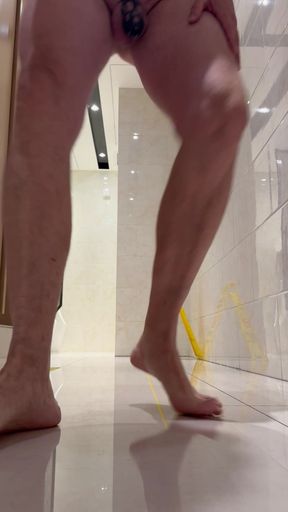 Naked with chastity in public toilet Peking