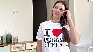I Seduced My Step Sis When She Wearing "I Love Doggystyle" T-Shirt And Missionary Cum Inside Her!