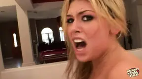 Busty blonde PAWG swallows thick cum before anal threesome