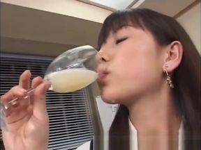 Real asian teen 18+ drink cum from a glass in reality groupsex