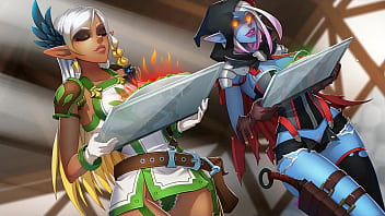 Best Elf [ HENTAI game ] Ep.1 sexy competition of dark and tanned elf !