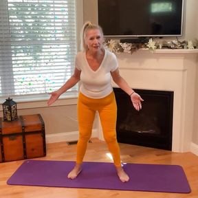 Dani D Mature Yoga Stretch #3 (Yellow Leggings And Pink Toe Nails)