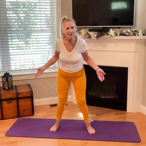 Dani D Mature Yoga Stretch #3 (Yellow Leggings And Pink Toe Nails)