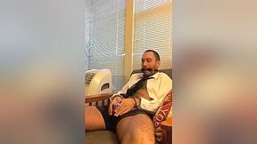 Locked Horny Officeboy Cuffed in Cute Socks