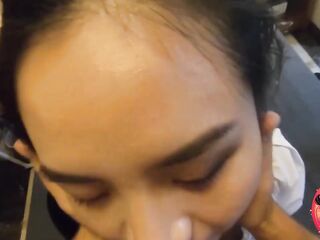 Amateur Homemade - Beautiful Oriental Teen Gets A Facial And Swallows Cum After A POV Bang Session.