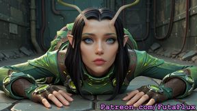 Futanari Mantis from Marvel, Masturbating, Cumshots, Self-Sucking