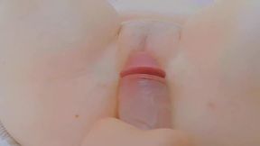 Tight pink pussy ruined innie solo squat session