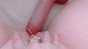 hard, erect cock penetrating only the head until it breaks