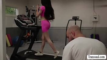 Bald dude analed TS goddess in the gym