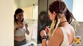 Eva, Pretty Brunette, Gets Fucked by Two Cocks