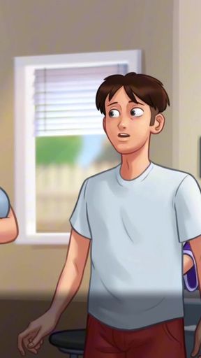 Summertime Saga - Hot Busty MILF Landlady Helps With Her Tenant&#039;s Wet Dreams They Get Caught! - By DarkCookie   Clip 1