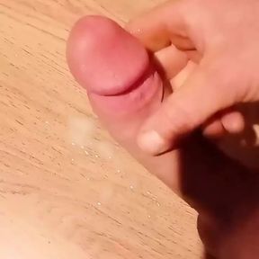 femdom-fucktoy rubbing and wanking big shaved cock for creamy cumshot