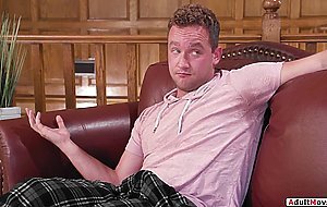 Stepbro lick pussy and fucks busty stepsis until she squirts