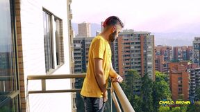 jerking off my big uncut cock in the balcony did i get caught? camilo brown