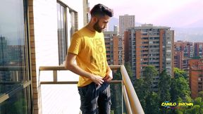 jerking off my big uncut cock in the balcony did i get caught? camilo brown