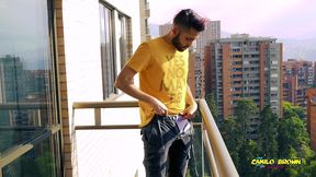 jerking off my big uncut cock in the balcony did i get caught? camilo brown
