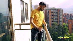 jerking off my big uncut cock in the balcony did i get caught? camilo brown