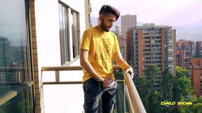 jerking off my big uncut cock in the balcony did i get caught? camilo brown