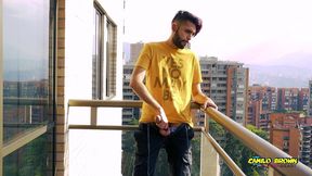 jerking off my big uncut cock in the balcony did i get caught? camilo brown