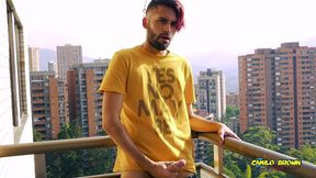 jerking off my big uncut cock in the balcony did i get caught? camilo brown