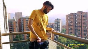 jerking off my big uncut cock in the balcony did i get caught? camilo brown