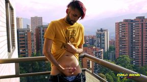 jerking off my big uncut cock in the balcony did i get caught? camilo brown
