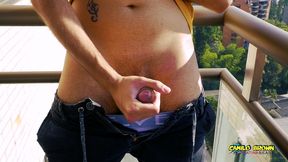 jerking off my big uncut cock in the balcony did i get caught? camilo brown