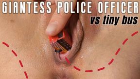 Giantess police officer vs tiny bus
