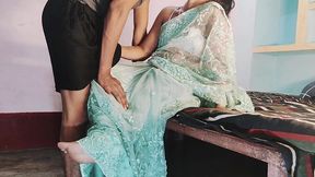 Village bhabhi in purple saree gets ass and pussy fucked by father-in-law