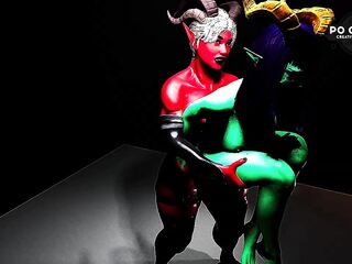 Blue Skinned Succubus Has Booty Destroyed By Futa Arch Demon - Futa - CG Porn