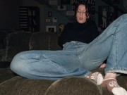 cute college girl home alone moaning on the parents sofa - little arden