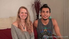 Homely blonde gal gets into the action with a Latino stud