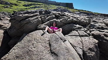 MILF Cumed with Big Exotic Dildo on the Beach