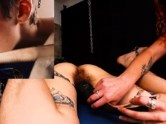 Hairy amateur redhead and brunette lick pussies till orgasm