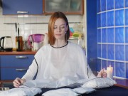 Trying on a chic sexy bodysuit and blue lingerie - Unpacking Gifts from the Past - ArinaFox