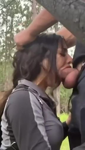 Public rough fuck with deep throat blowjobs