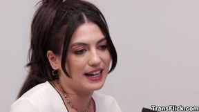 Spencer Bradley continues the interview while Ariel Demure starts fucking Megan Mistakes