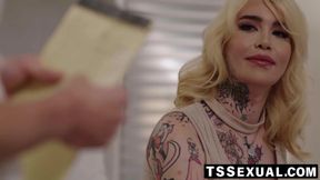 TSSexual.com - Blonde ts Gracie Jane delivers anal to hairy Johnny B