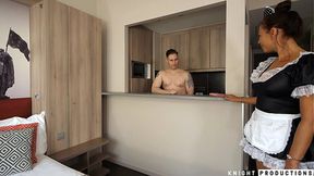 Dirty Latina MILF maid Olivia Del Rio gets assfucked and swallows huge cum