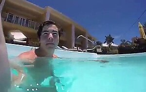 Cumming in the public pool