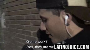 Curious straight Latino submits to hung gay friend